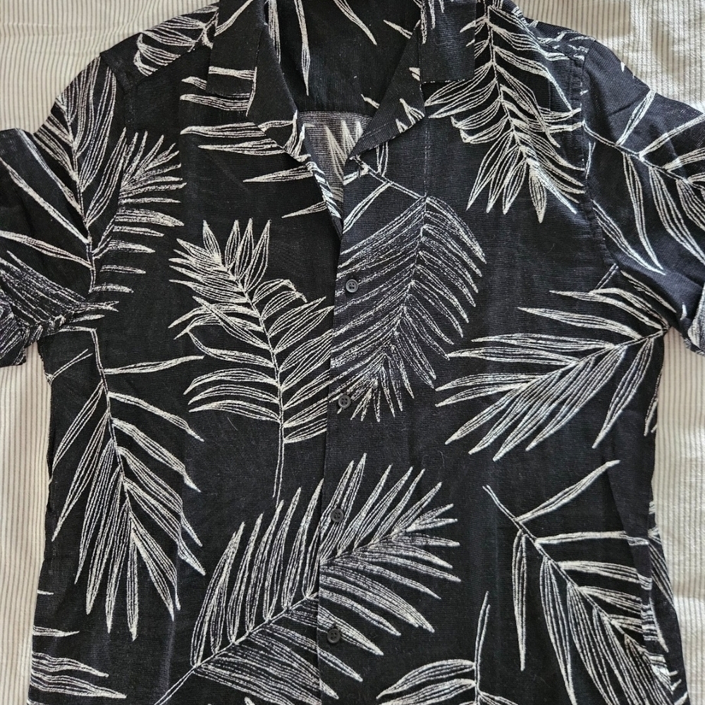 ASOS Black and White Leaf Print Men's Beach Shirt